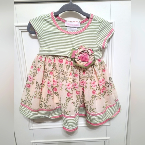 Bonnie Baby Other - 💥3/$24 Bonnie Baby‎ Green/Pink Floral And Striped Dress